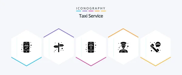 Taxi Service Glyph Icon Pack Including Taxi Phone Taxi Taxi — Stock Vector