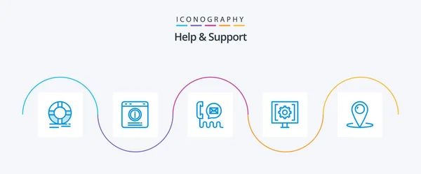 Help Support Blue Icon Pack Including Help Contact Help Mail — Image vectorielle