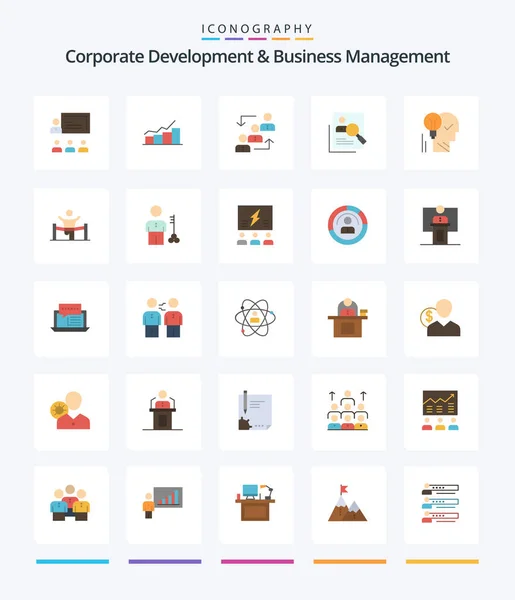 Creative Corporate Development Business Management Flat Icon Pack Work Promotion — Archivo Imágenes Vectoriales