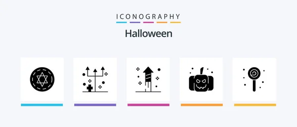 Halloween Glyph Icon Pack Including Sweet Icon Halloween Fireworks Confect — Stockvector