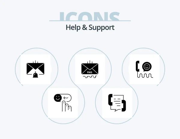 Help Support Glyph Icon Pack Icon Design Contact Call Email — Wektor stockowy