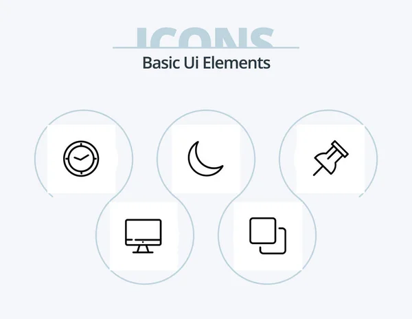 Basic Elements Line Icon Pack Icon Design Charg Computer Bag — Stockvektor