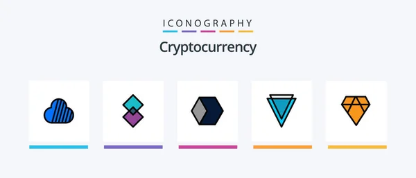 Cryptocurrency Line Filled Icon Pack Including Coin Crypto Crypto Currency — Vettoriale Stock