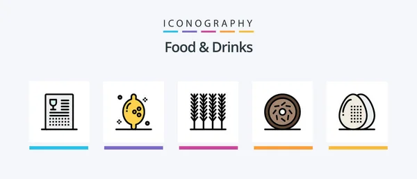 Food Drinks Line Filled Icon Pack Including Food Pomegranate Food — Stock Vector