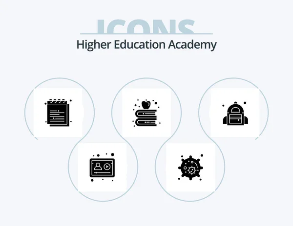 Academy Glyph Icon Pack Icon Design Student Bag Education Education — Stok Vektör