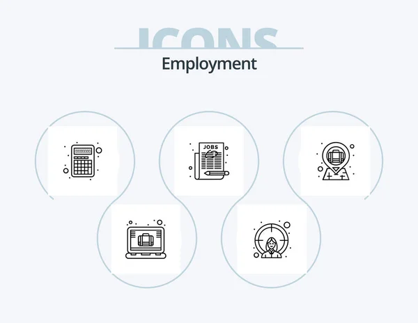 Employment Line Icon Pack Icon Design Case Briefcase Job Bag — Vettoriale Stock