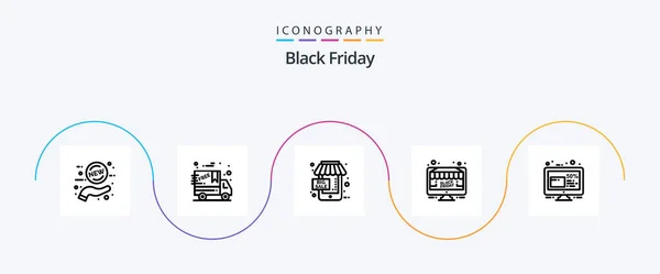 Black Friday Line Icon Pack Including Discount Black Friday Monitor — Archivo Imágenes Vectoriales