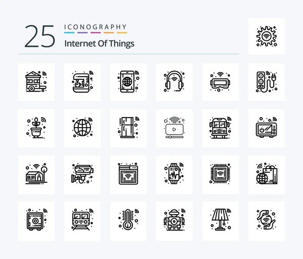 Internet Things Line Icon Pack Including Headphone Gadget Maker Device — Archivo Imágenes Vectoriales