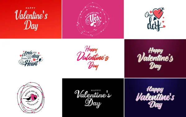 Happy Valentine Day Greeting Background Papercut Realistic Style Paper Clouds — Image vectorielle
