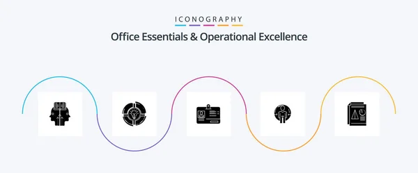 Office Essentials Operational Exellence Glyph Icon Pack Including Identity Login — Wektor stockowy