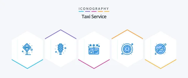 Taxi Service Blue Icon Pack Including Smoking Healthcare Traffic Signal — Stock vektor