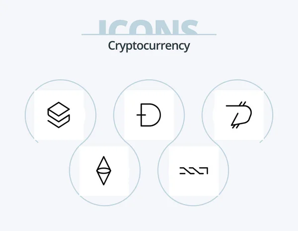 Криптовалюта Line Icon Pack Icon Design Билл Криптовалюта Валюта Крипто — стоковый вектор