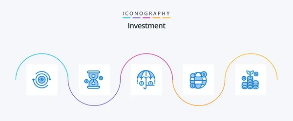 Investment Blue Icon Pack Including Investment Finance Business Investment — Stockvektor