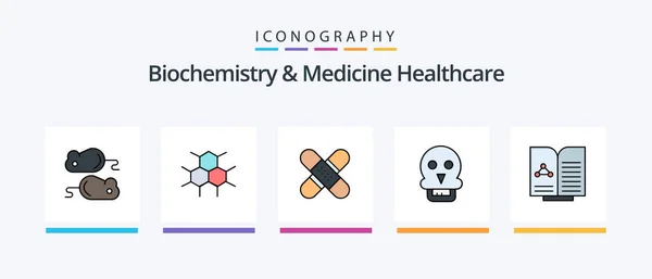 Biochemistry Medicine Healthcare Line Filled Icon Pack Including Phone Medical — Stock Vector