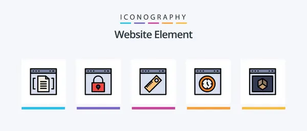 Website Element Line Filled Icon Pack Including Interface Browser Interface — Stok Vektör