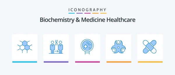 Биомедицина Здравоохранение Blue Icon Pack Включая Помощь Медицинская Здоровье Биологический — стоковый вектор