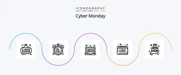 Cyber Monday Line Icon Pack Including Sign Holding Limited Cyber — Stockvector