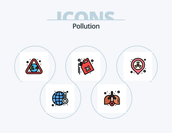 Pollution Line Filled Icon Pack Icon Design Waste Radioactive Pollution — Stock Vector