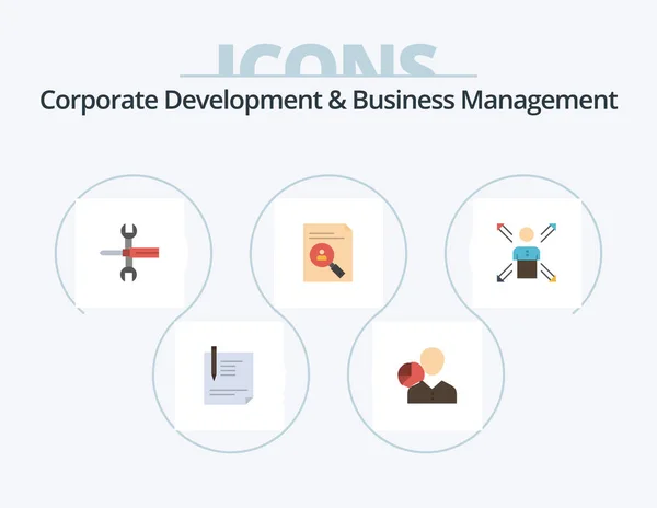 Corporate Development Business Management Flat Icon Pack Icon Design Spanner — Vettoriale Stock