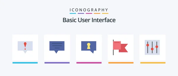Basic Flat Icon Pack Including Setting Secret Interface Basic Creative — Stock Vector