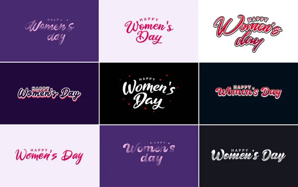 International Women Day Lettering Happy Women Day Greeting Love Shape — Vettoriale Stock