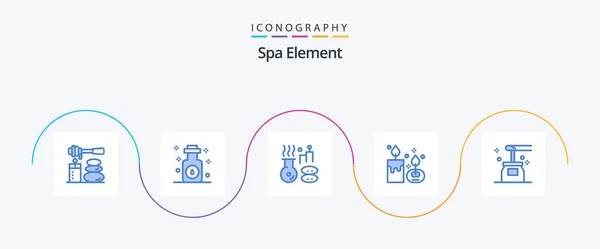 Spa Element Blue Icon Pack Including Beauty Candle Beauty Aromatherapy — Archivo Imágenes Vectoriales