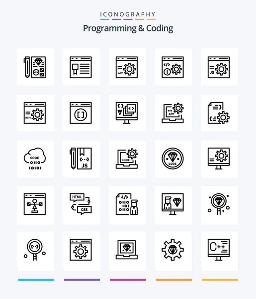 Creative Programming Coding Outline Icon Pack Develop Browser Page Programming — Wektor stockowy