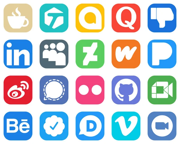 Stylish Social Media Icons Sina Pandora Facebook Literature Deviantart Icons — Stock Vector