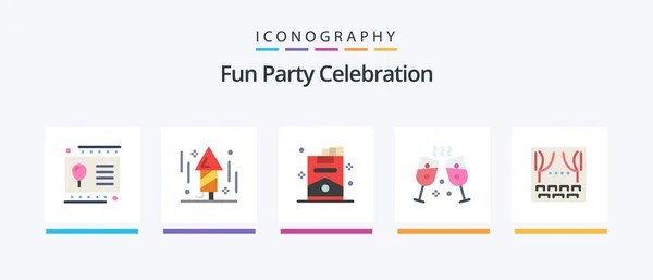 Party Flat Icon Pack Including Theater Event Cigar Celebration Champagne — Archivo Imágenes Vectoriales