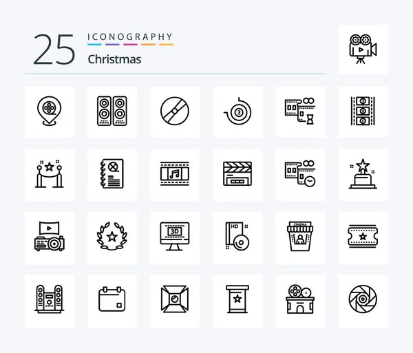 Christmas Line Icon Pack Including Movie Reel Film Reel Film — Image vectorielle