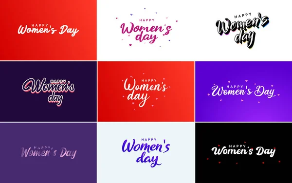Set Cards International Women Day Logo Bright Colorful Design — Stockvektor