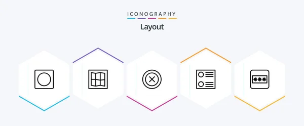 Layout Line Icon Pack Including Password Field — Archivo Imágenes Vectoriales