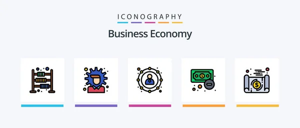 Economy Line Filled Icon Pack Including Economy Money Economy Exchange — Vetor de Stock