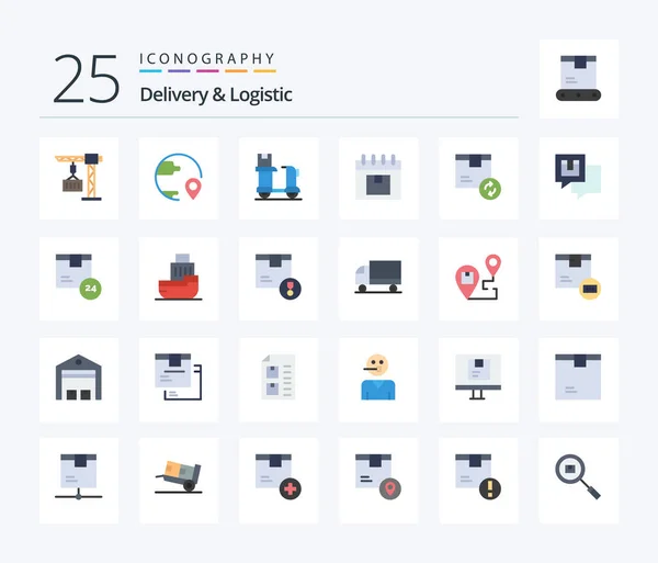 Delivery Logistic Flat Color Icon Pack Including Management Calendar Location — Wektor stockowy
