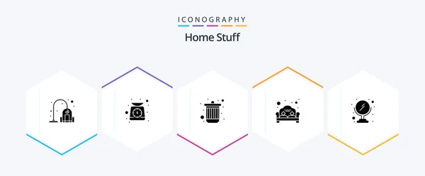 Home Stuff Glyph Icon Pack Including Makeup Bin Sofa Couch — Vector de stock