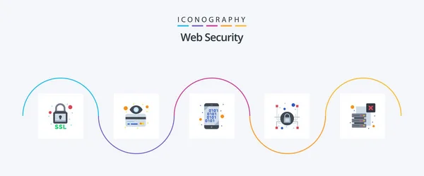 Web Security Flat Icon Pack Including Network Data Binary Security — 图库矢量图片