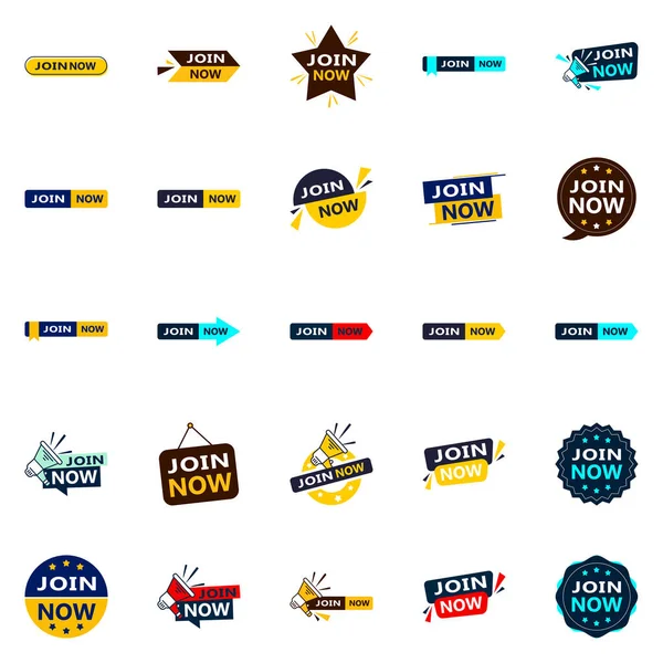 Join Now Eye Catching Typographic Banners Boosting Memberships — Stockvector