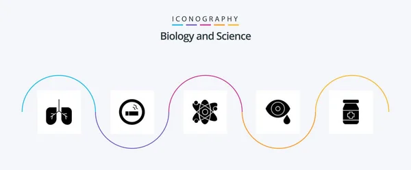 Biology Glyph Icon Pack Including Tablets Antidote Bio Drops Lab — Wektor stockowy