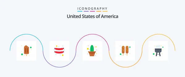 Usa Flat Icon Pack Including Cook Plant Bbq Food — 图库矢量图片