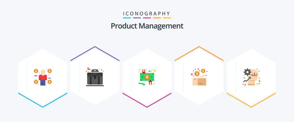Product Management Flat Icon Pack Including Product Box Charge Money — Vector de stock