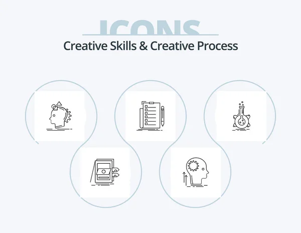 Creative Skills Creative Process Line Icon Pack Icon Design Geometry — Stock Vector