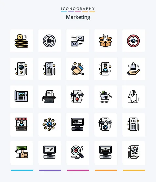 Creative Marketing Line Filled Icon Pack Finance Marketing Mail Goods — Image vectorielle