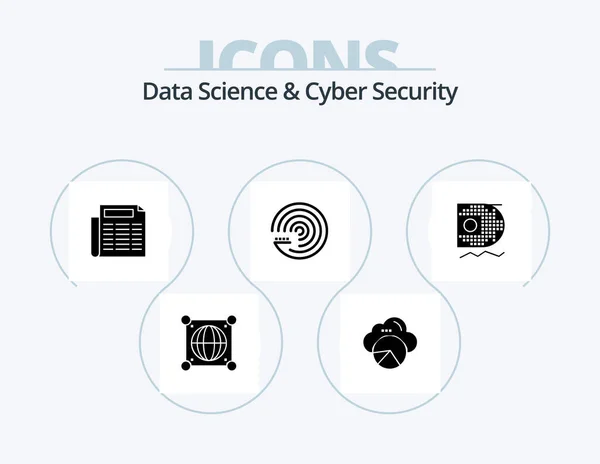 Data Science Cyber Security Glyph Icon Pack Icon Design Data — Archivo Imágenes Vectoriales