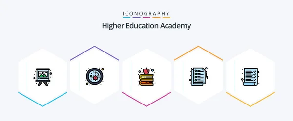 Academy Filledline Icon Pack Including Exam Apple Audit Study — 图库矢量图片