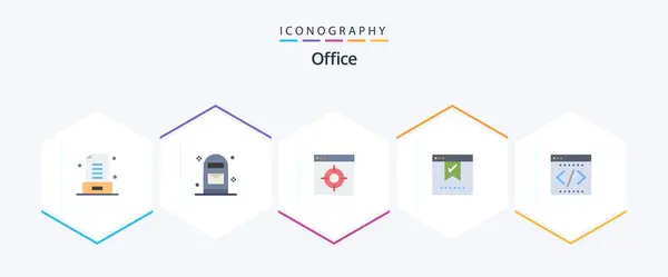 Office Flat Icon Pack Including Business Office Application Good Bookmark — Stok Vektör