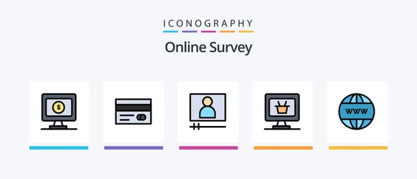 Online Survey Line Filled Icon Pack Including Banking Cart Business — Stok Vektör