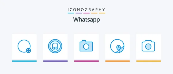 Whatsapp Blue Icon Pack Including Image Map Camera Location Basic — Stockvector