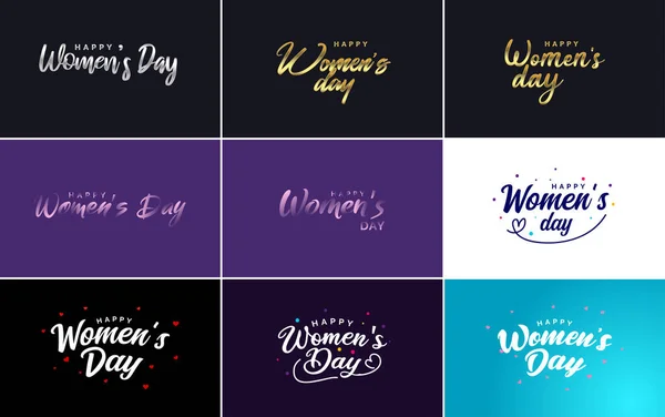 Set International Women Day Cards Logo — Stock Vector