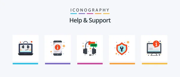 Help Support Flat Icon Pack Including Insurance Tools Center Settings — Vettoriale Stock