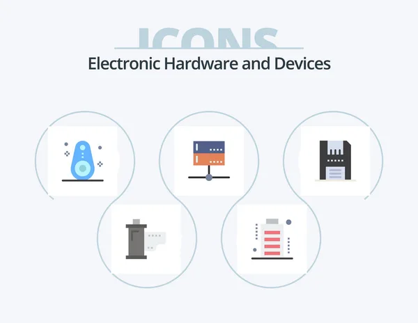 Devices Flat Icon Pack Icon Design Server Data Full Admin — Wektor stockowy